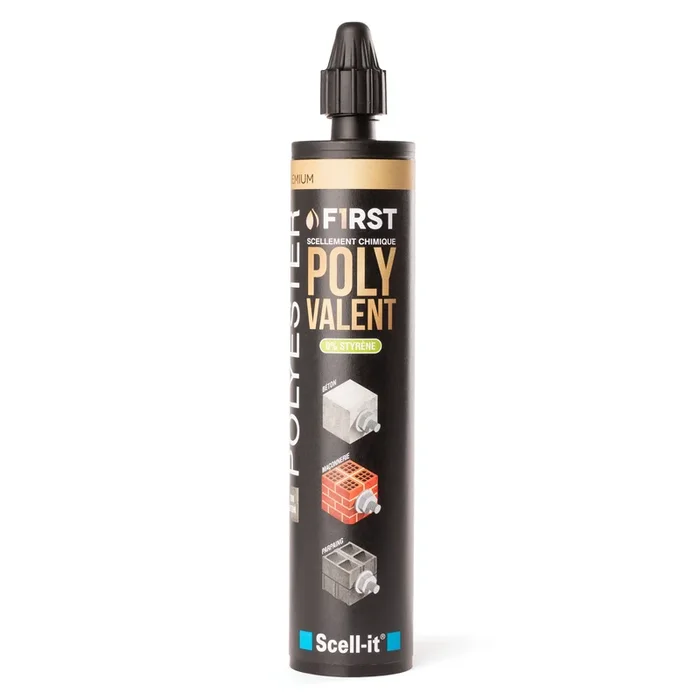 1 cartouche 300ml résine polyester polyvalente plus – 2 ATE – 0 styr. – gris – SCELL-IT – FIRST300G