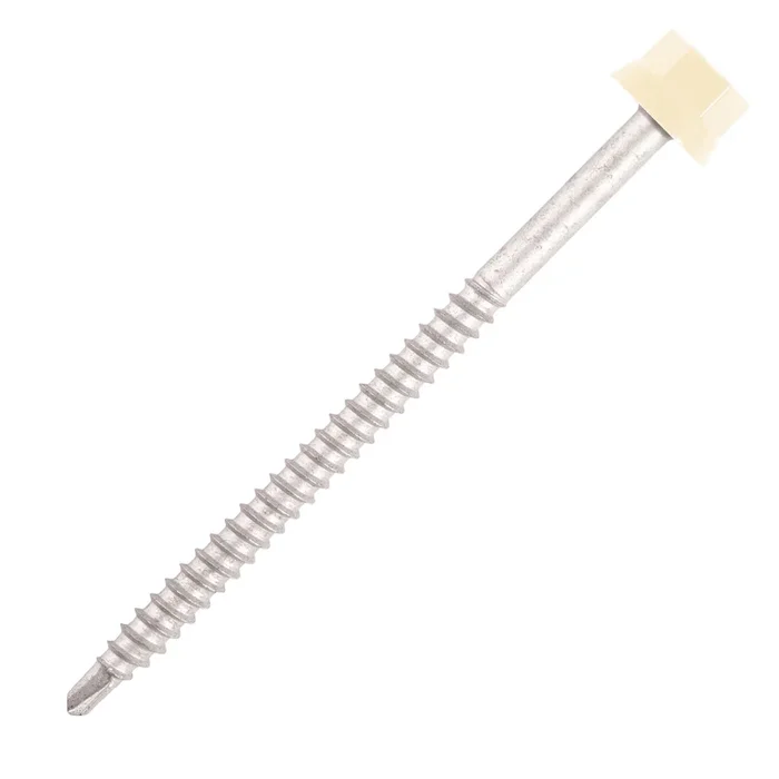 100 Vis bac acier – sommet de nervure – support bois – TH12-6,3x150mm- RAL1015 – SCELL-IT – ZTW-63150-1015