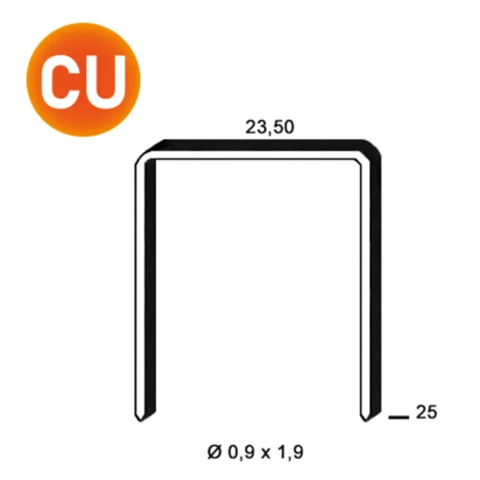 10000 AGRAFES JK590-25 MM CUIVRÉES – ASLAFIX – 400519