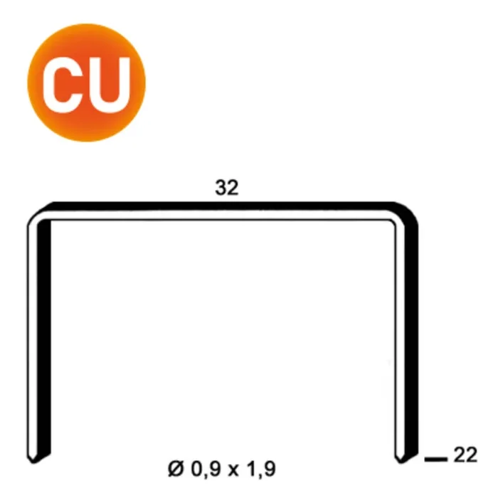 15000 AGRAFES R-22 CUIVRÉES – ASLAFIX – 6R-221