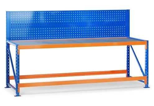 2,3 m établi MFW1000 / profondeur 80 cm / hauteur 750 – 1.150 mm / platelage Acier / paroi arrière perforée