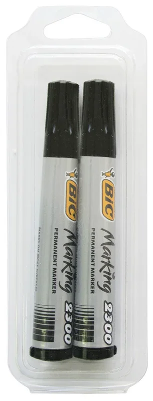 2 marqueurs permanents noirs corps plastique (blister) TALIAPLAST – 401092