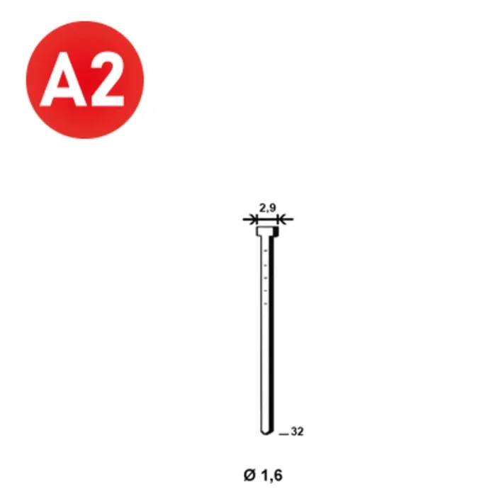 2000 Pointes fines BRADS 20°-16/32 INOX – ASLAFIX – PO62760