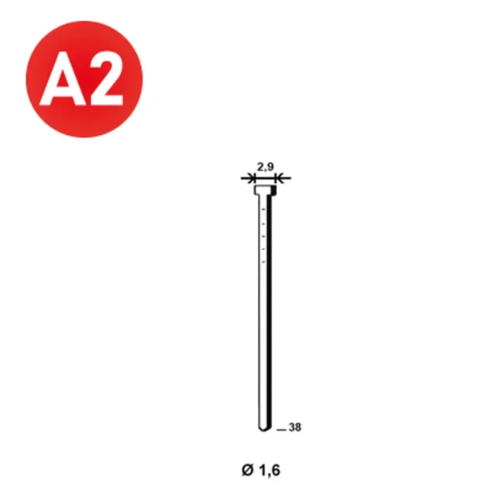 2000 Pointes fines BRADS 20°-16/38 INOX – ASLAFIX – PO62762
