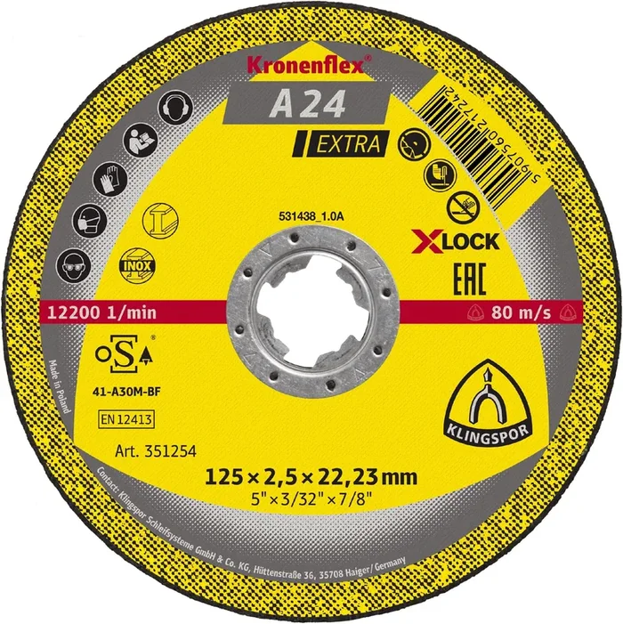 25 Disques à tronçonner KT EXTRA A24EX S GER 115X2,5X22,23 X-LOC KLINGSPOR – 351255
