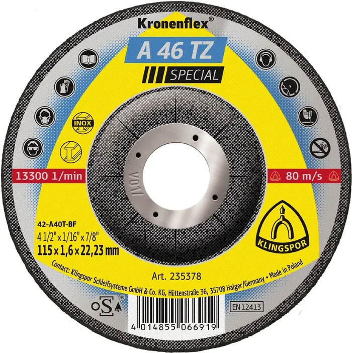 25 Disques à tronçonner KT SPECIAL A46TZ S GEK 115X1,6X22,23 KLINGSPOR – 235378