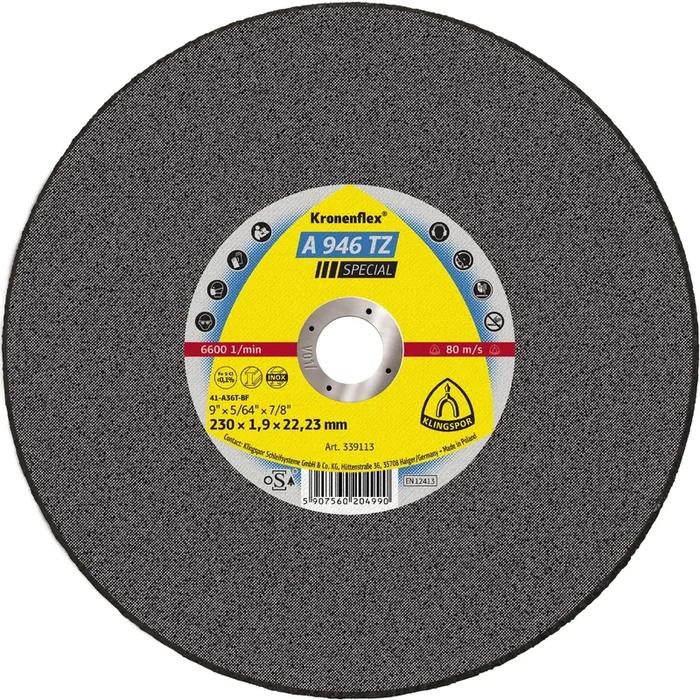 25 Disques à tronçonner KT SPECIAL A946TZ S GER 230X1,9X22,23 DO KLINGSPOR – 339113