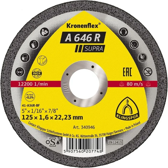 25 Disques à tronçonner KT SUPRA A646R S GEK 230X1,9X22,23 KLINGSPOR – 340942