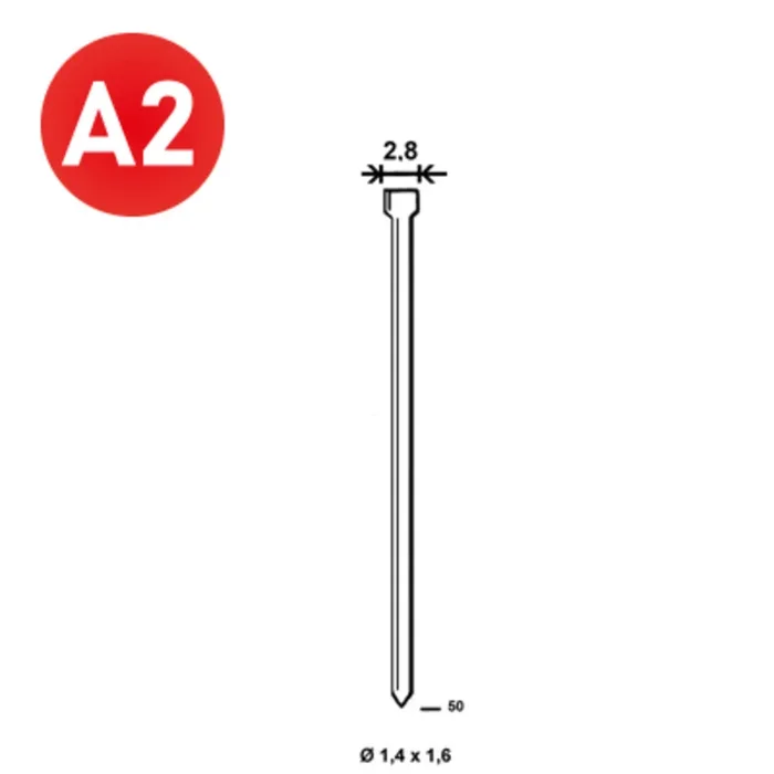 2500 Pointes fines BRADS N-50 INOX – ASLAFIX – 6N-509