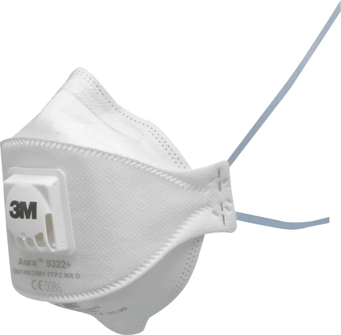 3M 9322+ Masque anti-poussière Aura – FFP2 – Sans entretien – Plissé – Avec soupape d’expiration