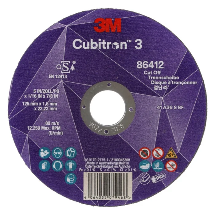 3M Cubitron™ 3 Disque à tronçonner – 125 mm x 1 mm x 22,23 mm – K60- T41 (25 pièces)