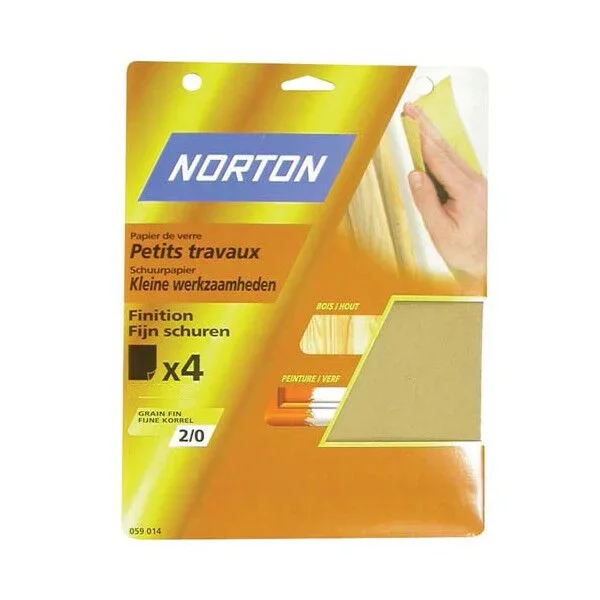 4 FEUILLES DE PONCAGE NORTON 230*280 À  MAIN PAPIER DE VERRE PETITS TRAVAUX GRAIN 3 – 63642516120