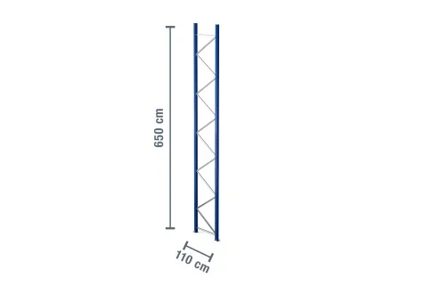 6,5 m montant pour rack à palettes PR9000 / profondeur 110 cm / charge d’unité 9.000 kg
