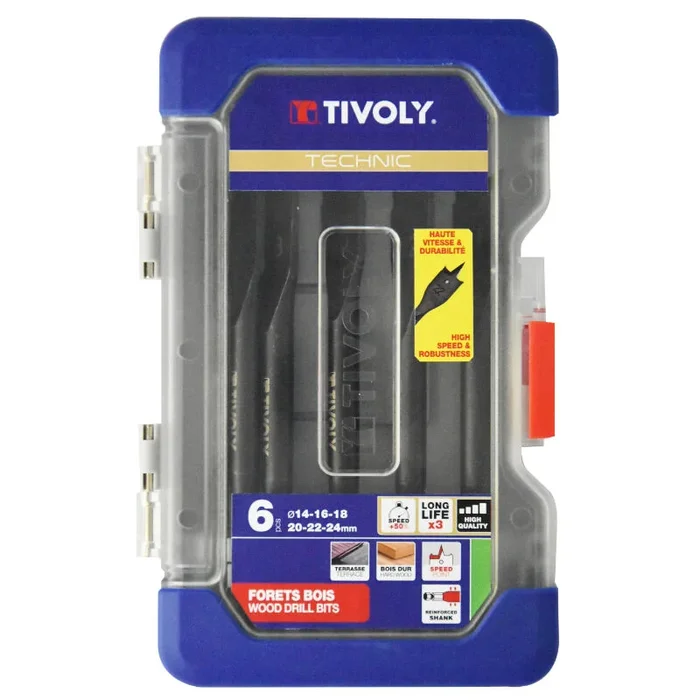 6 mèches bois plates Ø 14 à 24mm TIVOLY – 10802570001