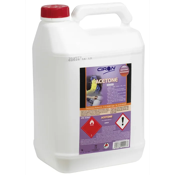Acetone Ciron dissolvant colles, vernis, encres, mousse polyurethane – Bidon 5L