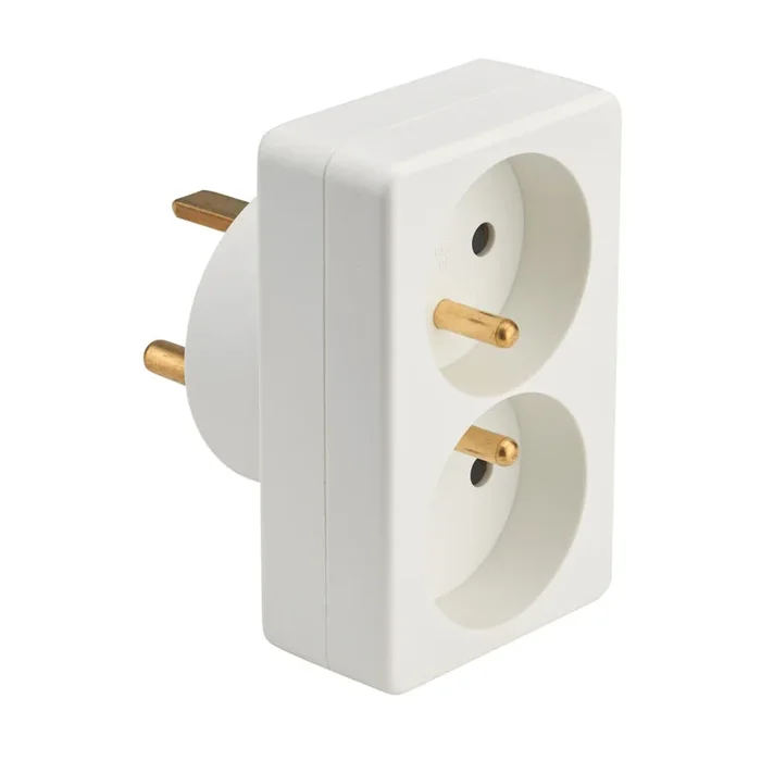 ADAPTATEUR ENTREE 2X2P+T 16A SORTIE 2P+T 20A 4400W BLANC – DEBFLEX – 714450