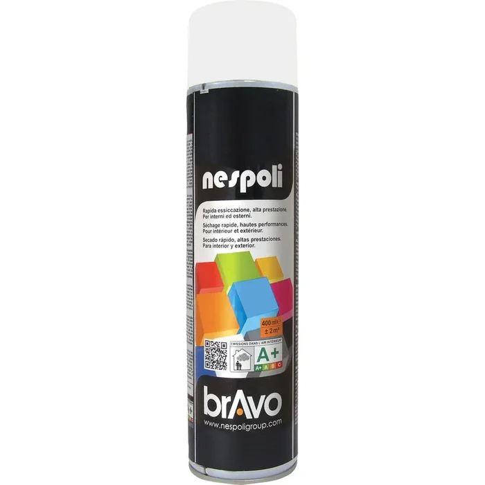 Aérosol de peinture décorative couleur blanc neige brillant 600 ml – NESPOLI – 180031