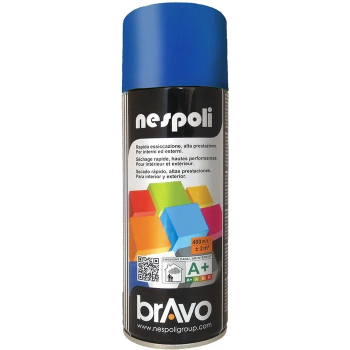 Aérosol de peinture décorative couleur bleu signal brillant 400 ml – NESPOLI – 180048