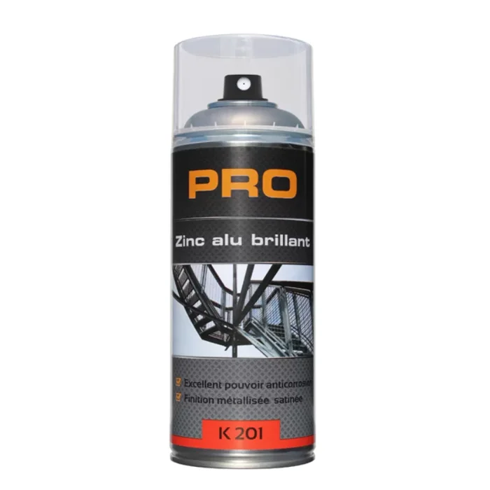 Aerosol zinc aluminium Gris brillant – Soudures et surfaces zinguees – Bombe de 400 ml – Auto-K