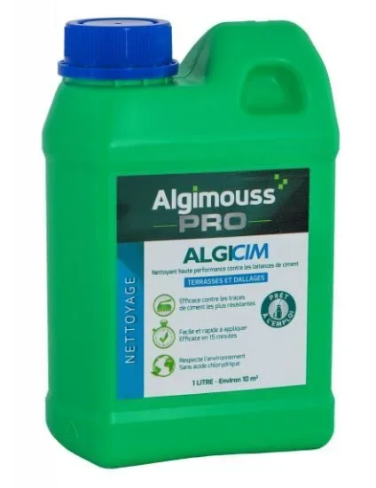 ALGICIM – 1 LITRE – Nettoyant voiles de ciment pour dallages et carrelages ALGIMOUSS – 006001