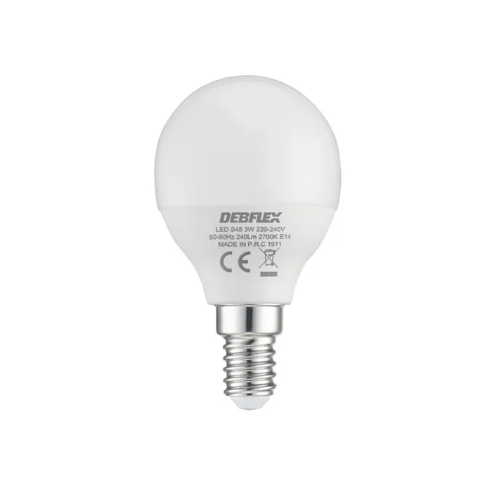 AMPOULE G45 SMD VERRE BLANC E14 3W 2700K 240LM – DEBFLEX – 600431