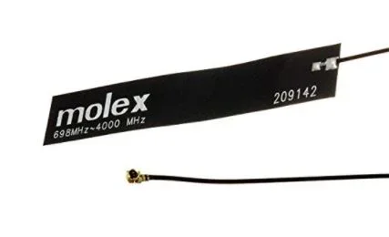 Antenne GSM et GPRS Interne Molex 2G (GSM/GPRS), 3G (UTMS), 4G (LTE) 5.2dBi, 698 → 4 000 MHz
