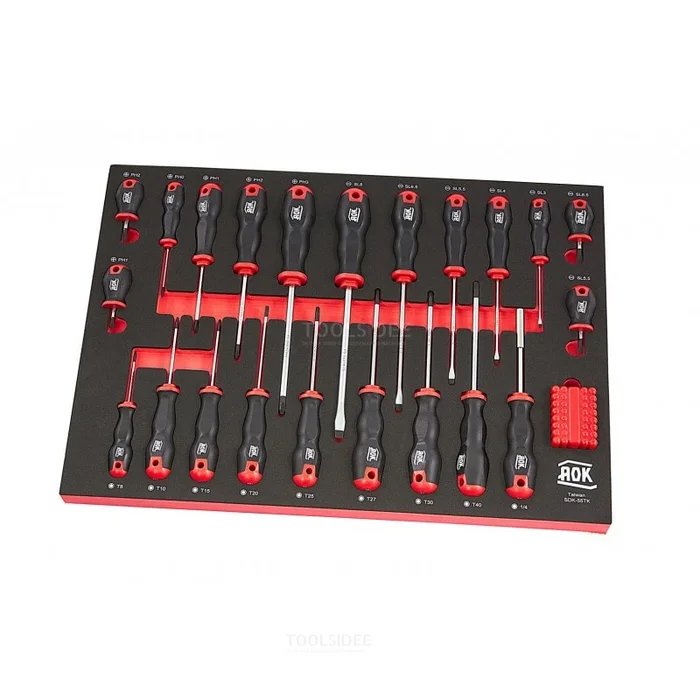 AOK – Jeu de tournevis professionnel 55 pièces avec insert en mousse