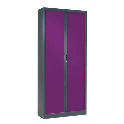 Armoire à rideaux bicolore 198 x 80 cm – Corps gris anthracite – Rideaux Color