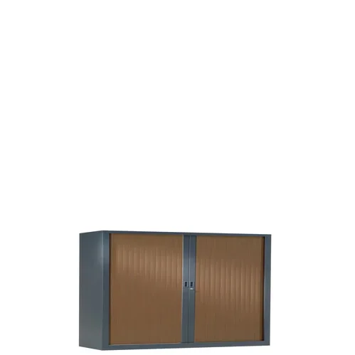Armoire à rideaux bicolore 69.5 x 120 cm – Corps gris anthracite- Rideaux bois