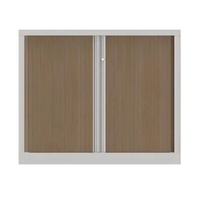 Armoire à rideaux métallique Confort+ Ht 100 x L.120 cm – corps Blanc rideaux Chêne