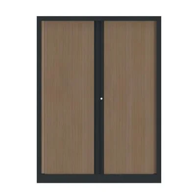 Armoire à rideaux métallique Confort+ Ht 160 x L.120 cm – corps Anthracite rideaux Chêne