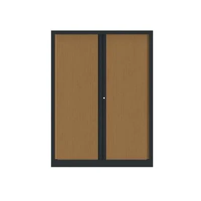 Armoire à rideaux métallique Confort+ Ht 160 x L.120 cm – corps Anthracite rideaux Hêtre