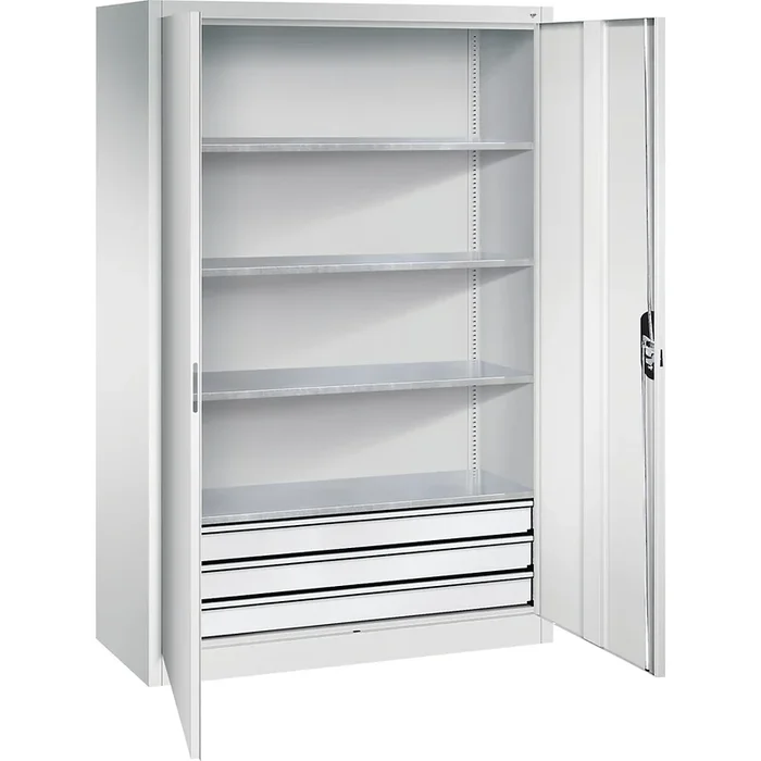 Armoire d&rsquo;atelier à portes battantes avec tiroirs – C+P