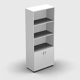 Armoire haute mélaminé – 2 portes pleines + niche – 4 tablettes – 80 x 198 cm – portes blanc neige – top et façades blanc neige