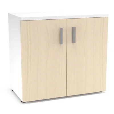 Armoire mélamine Armand 1 tablette H. 73,5 x L. 80 x P. 43,2 cm corps et top finition mélamine blanc neige avec 2 portes soft-closing mélamine érable blanc