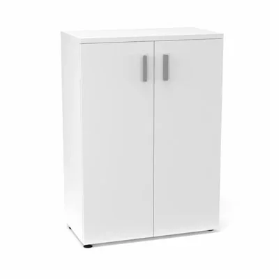 Armoire mélamine Armand 2 tablettes H. 113,5 x L. 80 x P. 43,2 cm corps et top finition mélamine blanc neige avec 2 portes soft-closing mélamine blanc neige