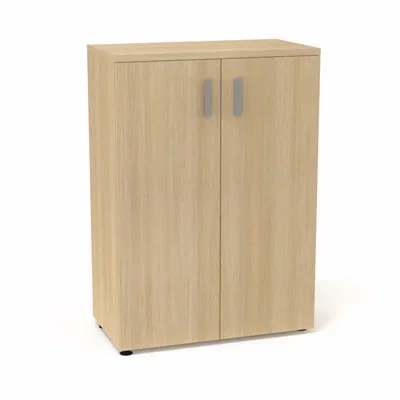 Armoire mélamine Armand 2 tablettes H. 113,5 x L. 80 x P. 43,2 cm corps et top finition mélamine chêne clair avec 2 portes soft-closing mélamine chêne clair