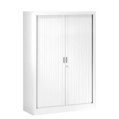Armoire métal monobloc à rideaux Généric H.136 x L.100 cm – coloris Blanc