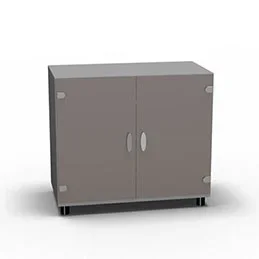 Armoire Moka H. 71 x L. 80 x P. 42,6 cm corps gris aluminium 2 portes battantes verre émaillé gris – équipée d’1 tablette
