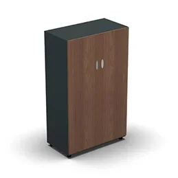 Armoire moyenne mélaminé – 2 portes pleines – 3 tablettes – 80 x 133 cm – portes noyer ambré – top et façades anthracite