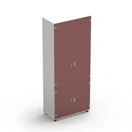Armoire Rio H.197,3 x L. 80 x P. 42,6 cm corps blanc neige 4 portes battantes verre émaillé rubis – équipée de 4 tablettes