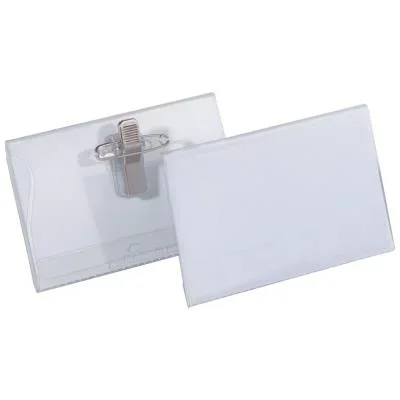 Badge combi pince + épingle Durable – format 5,4 x 9 cm – boite de 50