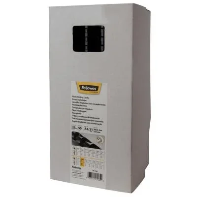 Baguette de reliure Fellowes – plastique – à anneaux 25 mm Noir – Boîte de 50