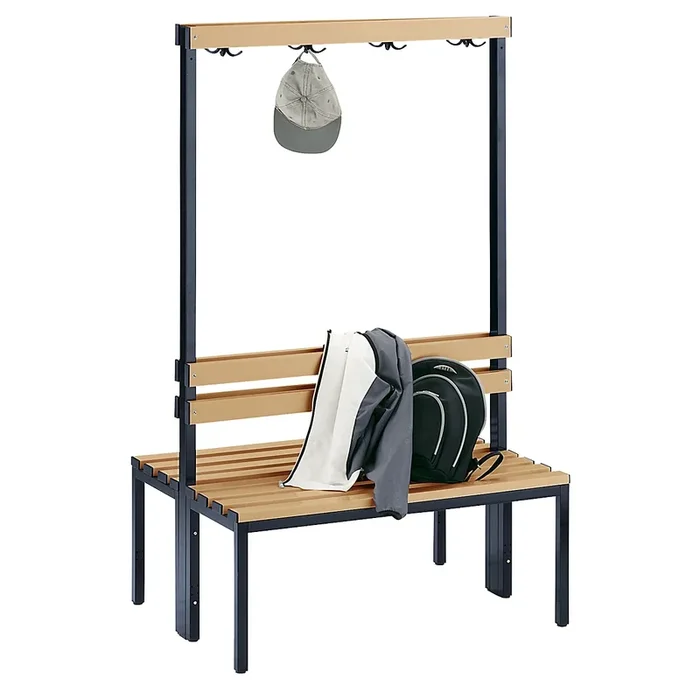Banc de vestiaire avec dossier, double face – Wolf