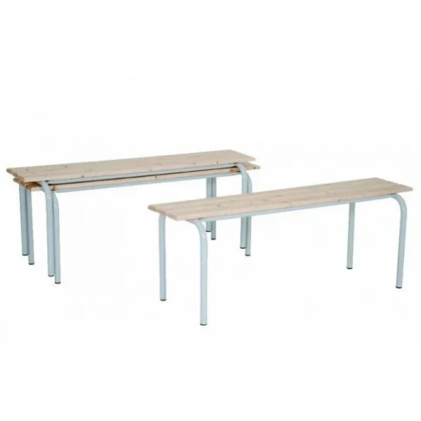 Banc empilable – En acier & bois verni