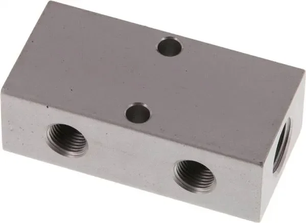 Barre de distribution 2 x G 1/4″-4 x G 1/8″, aluminium anodisé, double face