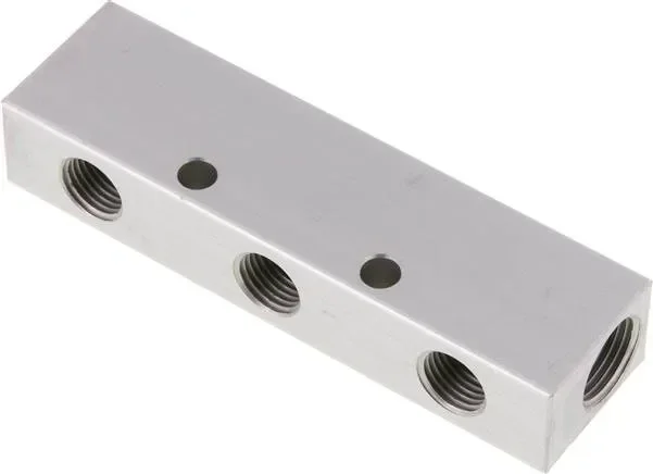 Barre de distribution 2 x G 3/8″-3 x G 1/4″, aluminium anodisé
