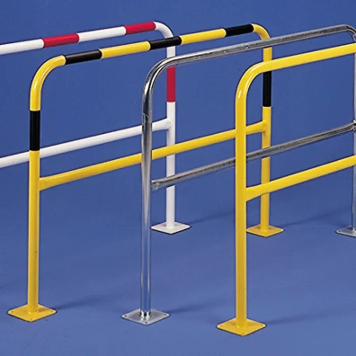 Barrière de protection sur platine Ø 40mm- Longueur 100m Blanc avec 4 bandes rouges – MOTTEZ – B353ZBR
