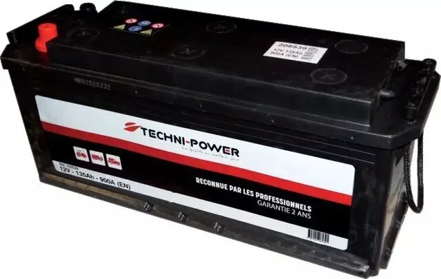 Batterie 12v 135ah 900a + a droite sur la largeur techni-power