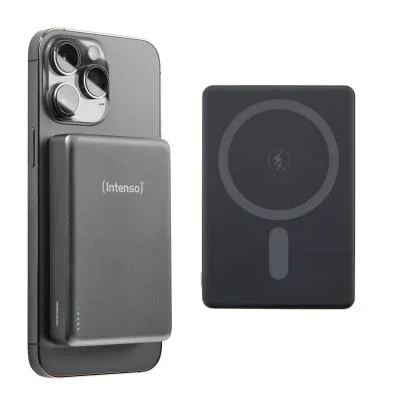 Batterie de secours externe (power bank) – Intenso batterie externe magnétique mw10000 10000 mah – compatible magsafe, charge sans fil 15w, usb-c pd 20w, pour iphone & android – testée en allemagne – gris